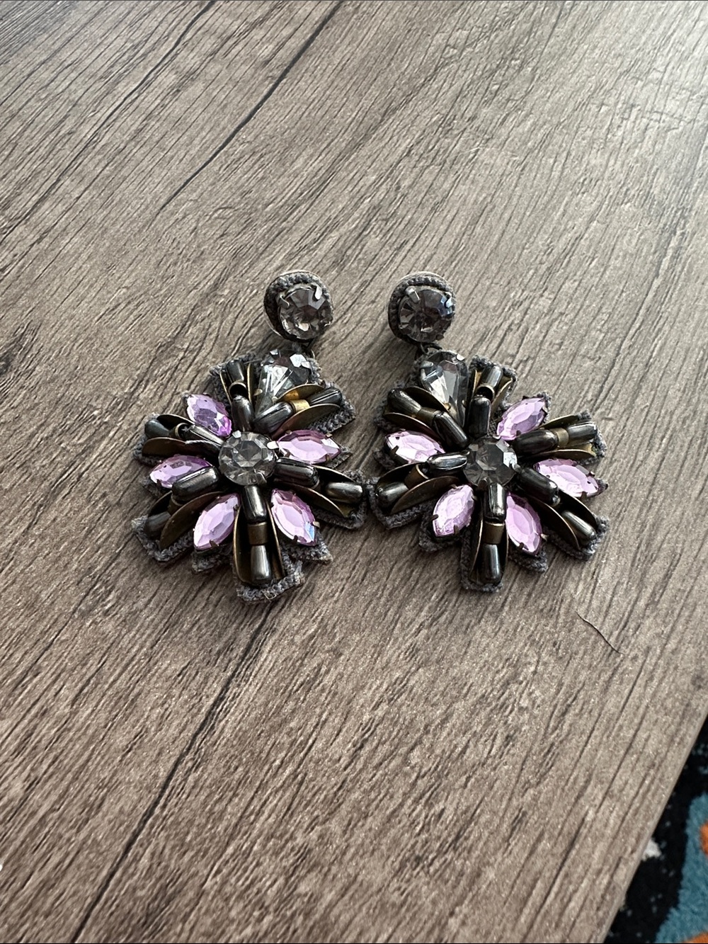 Anthropologie Purple and Grey Earrings